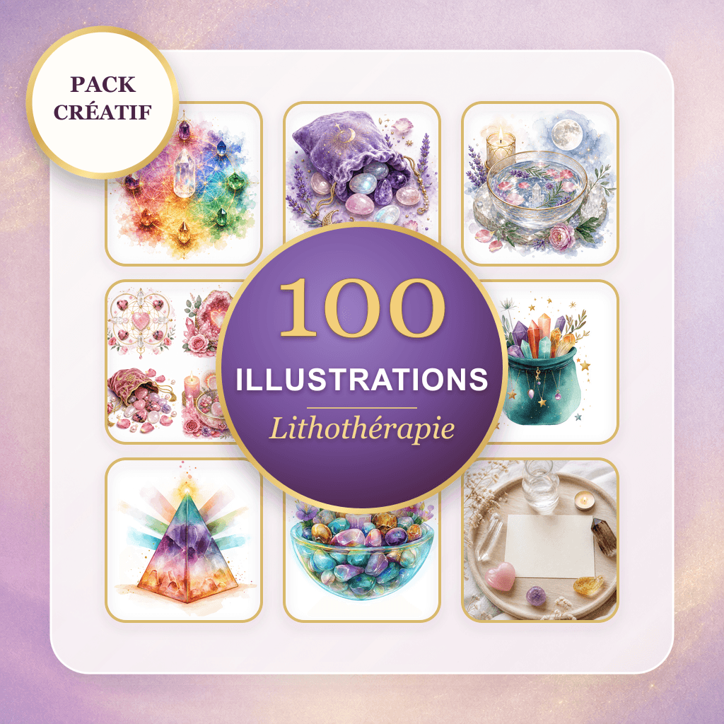 Exemples d'illustrations du pack 100 Illustrations Lithothérapie