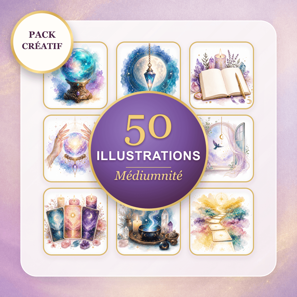 Exemples d'illustrations du pack 50 Illustrations Médiumnité