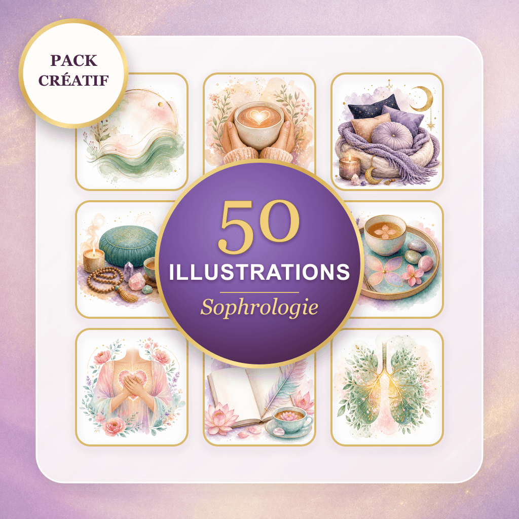 Exemples d'illustrations du pack 50 Illustrations Sophrologie