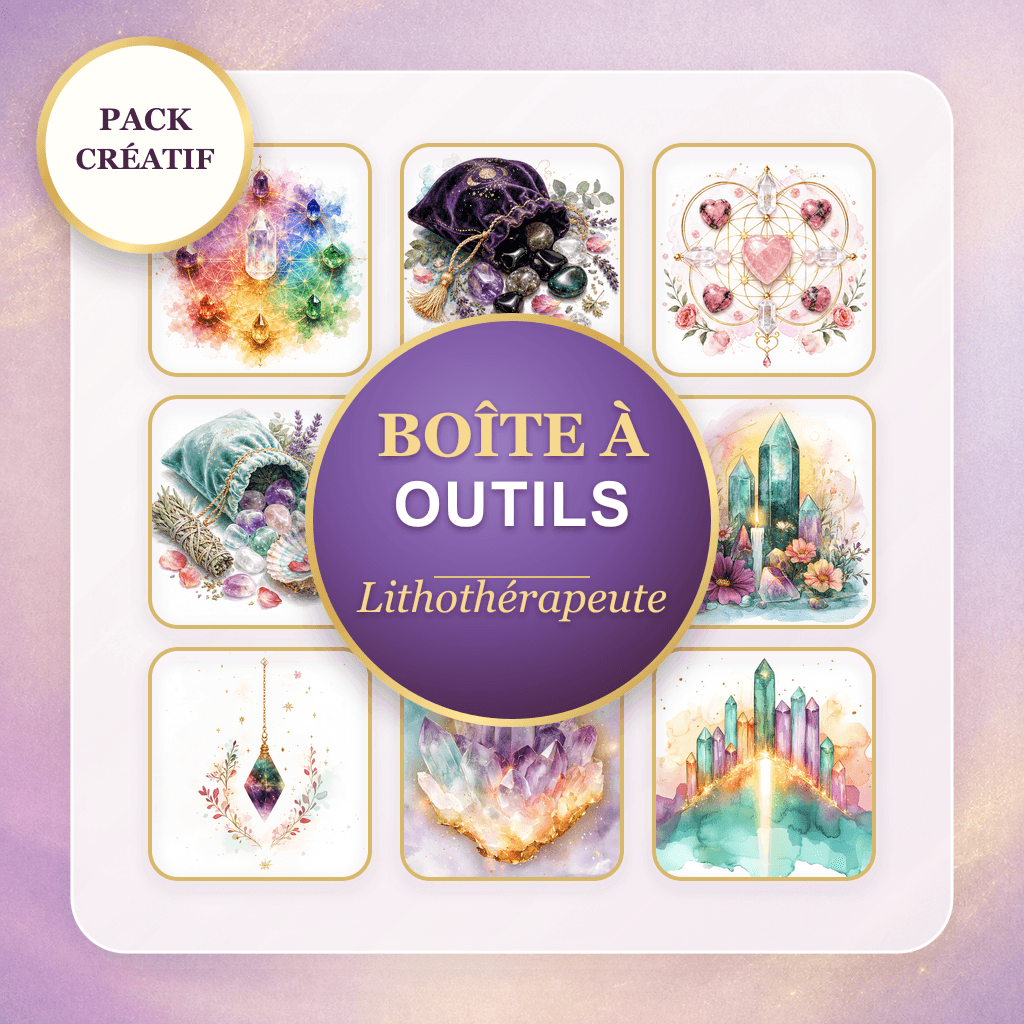 Exemples d'illustrations du pack Pack Boîte à outils Lithothérapeute